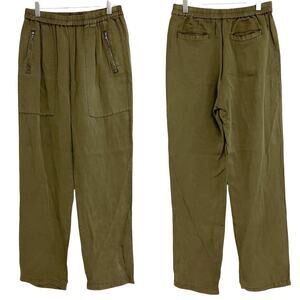 NWOT KAREN KANE Pants Army Green Stretch Waist Band Zipper Tencel Size Small